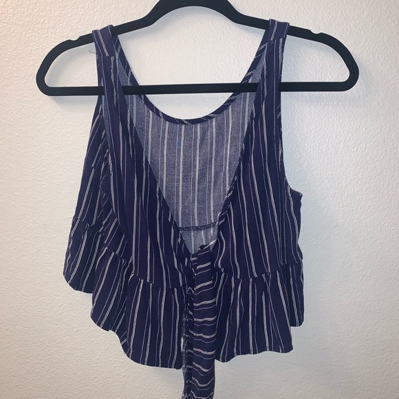 PACSUN LA HEARTS Navy blue stripped tie crop top - Picture 3 of 3